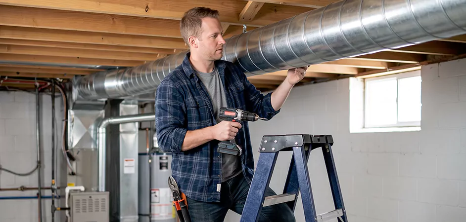 Exposed Spiral Ductwork in Beaumont