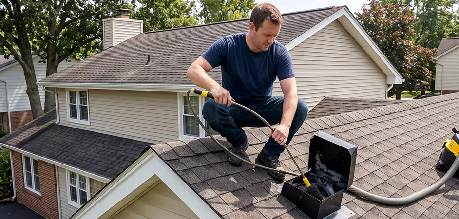 Multi-Story Roof Dryer Vent Cleaning in Beaumont